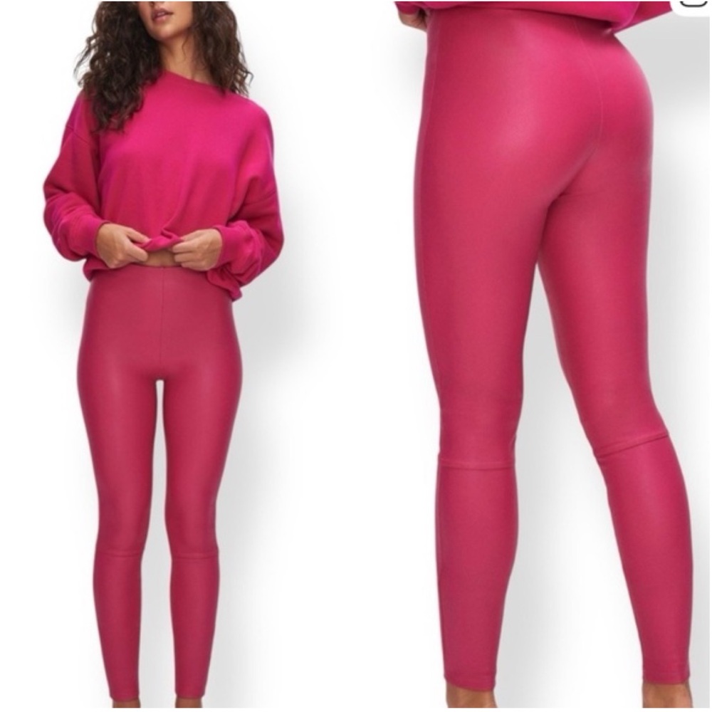 GOOD AMERICAN Better Than Leather Legging in Love Potion Pink Faux Leather M
